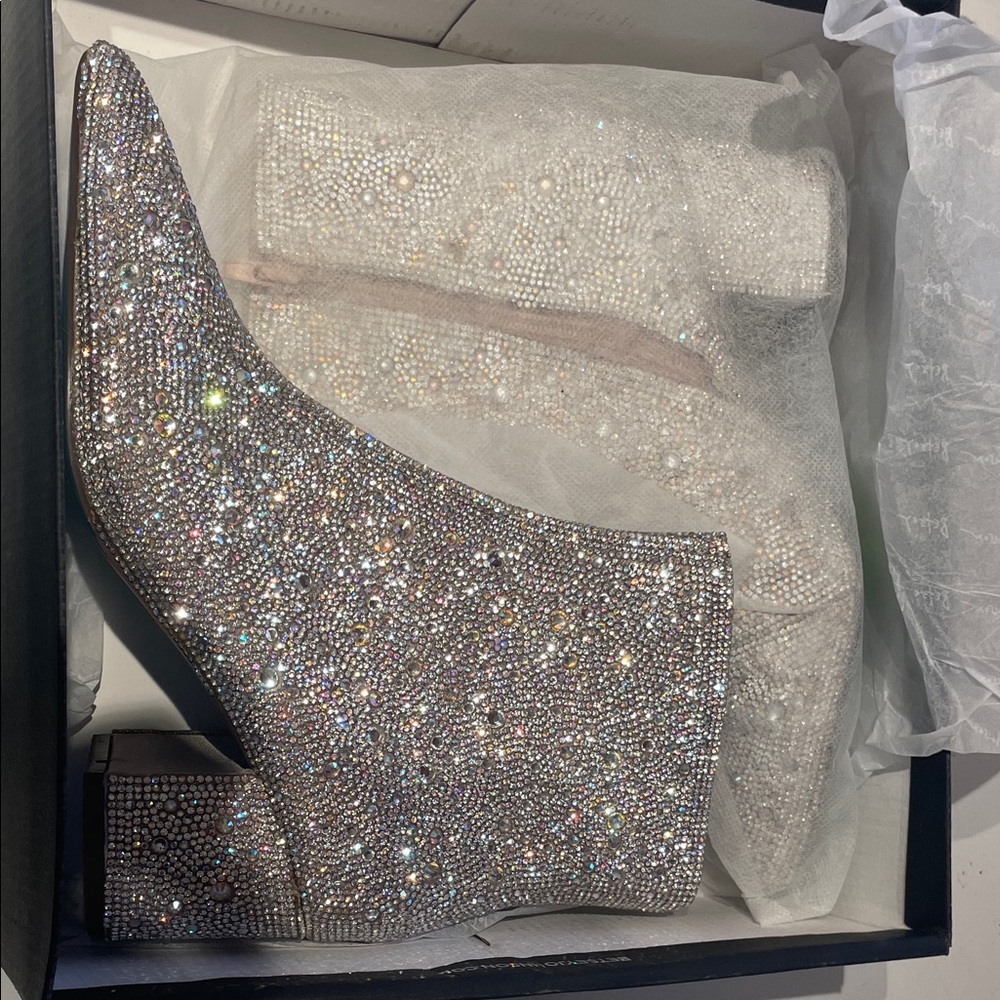 Betsey Johnson Glittering Silver Ankle Booties
